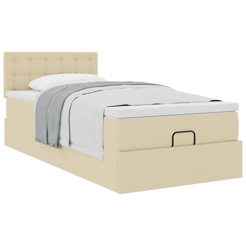 vidaXL Estructura de cama otomana con colchón tela crema 80x200cm