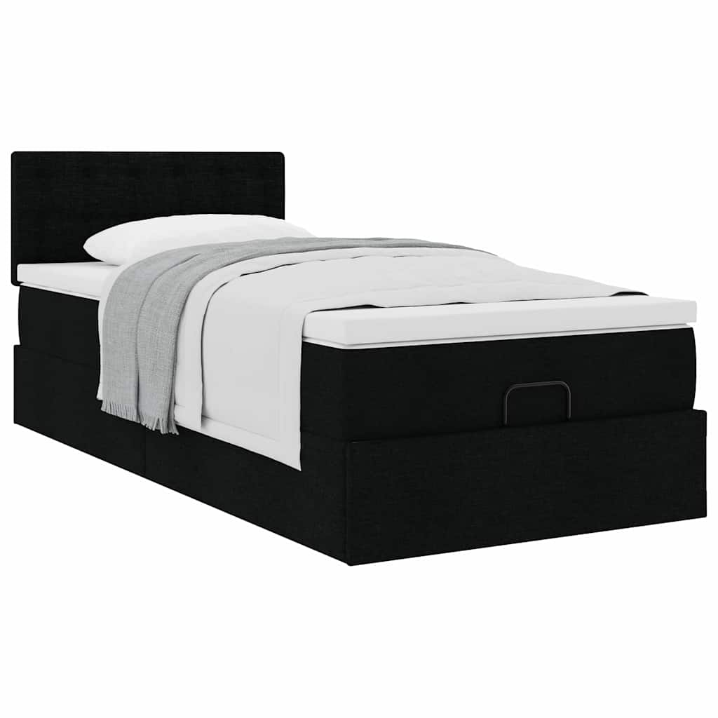 vidaXL Estructura cama otomana colchón tela negra 90x190 cm