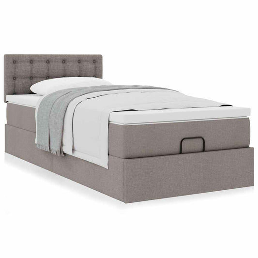 vidaXL Estructura de cama otomana colchón tela gris pardo 90x190cm