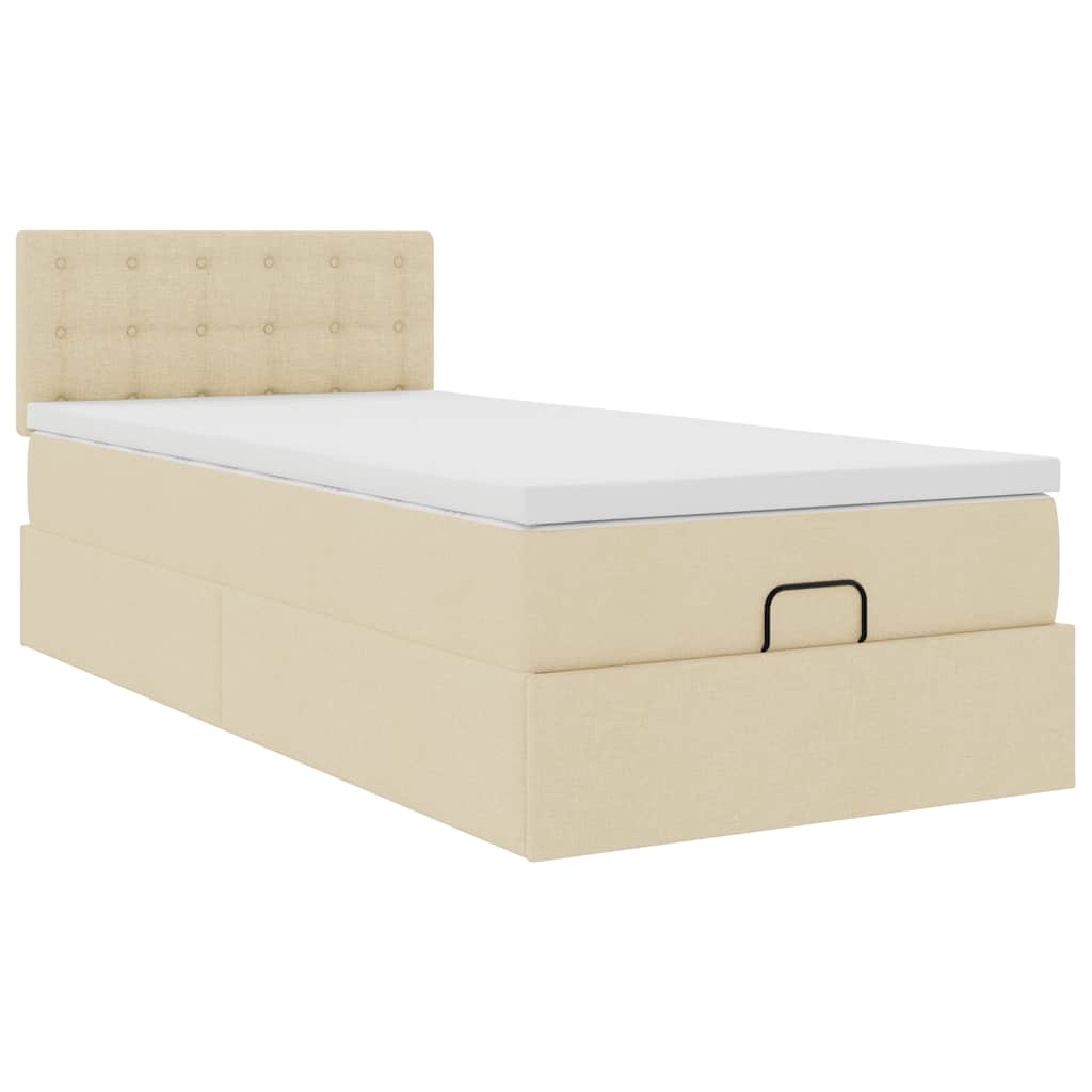 vidaXL Estructura de cama otomana con colchón tela crema 90x190cm