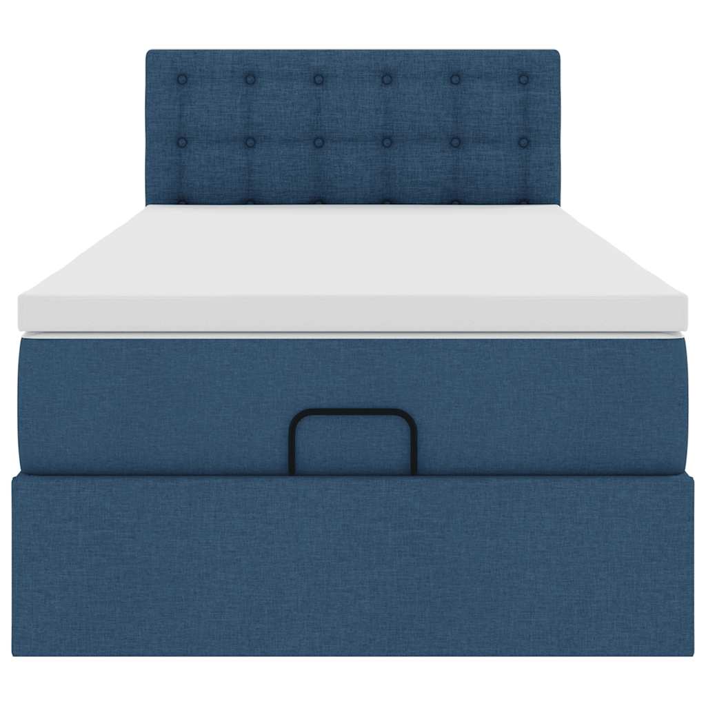 vidaXL Estructura de cama otomana con colchón tela azul 90x190 cm