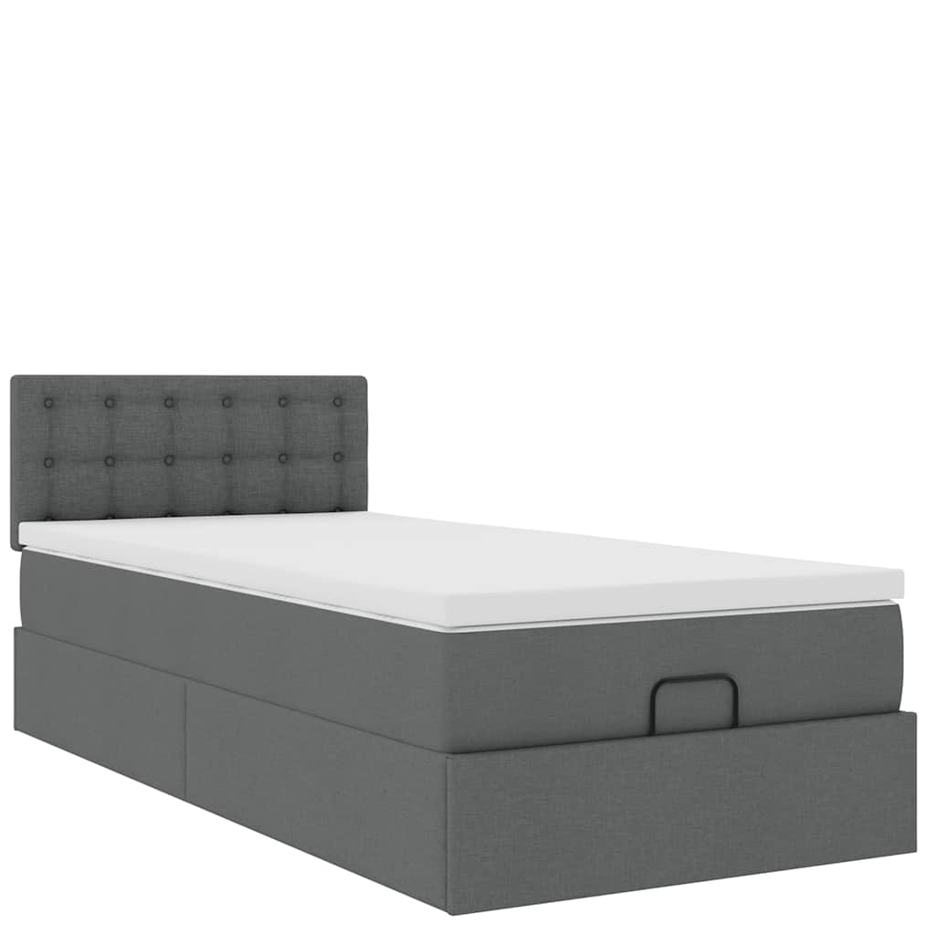 vidaXL Estructura cama otomana colchón tela gris oscuro 90x200cm