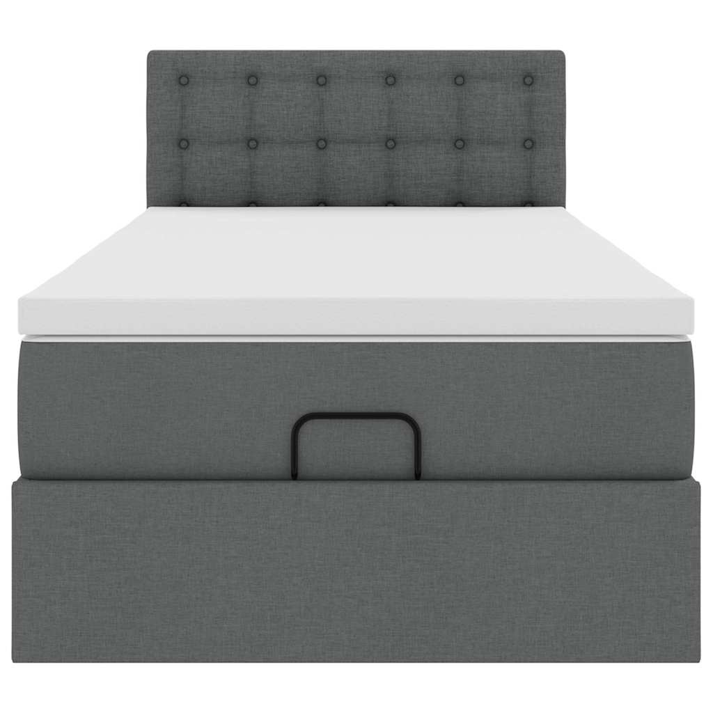 vidaXL Estructura cama otomana colchón tela gris oscuro 90x200cm