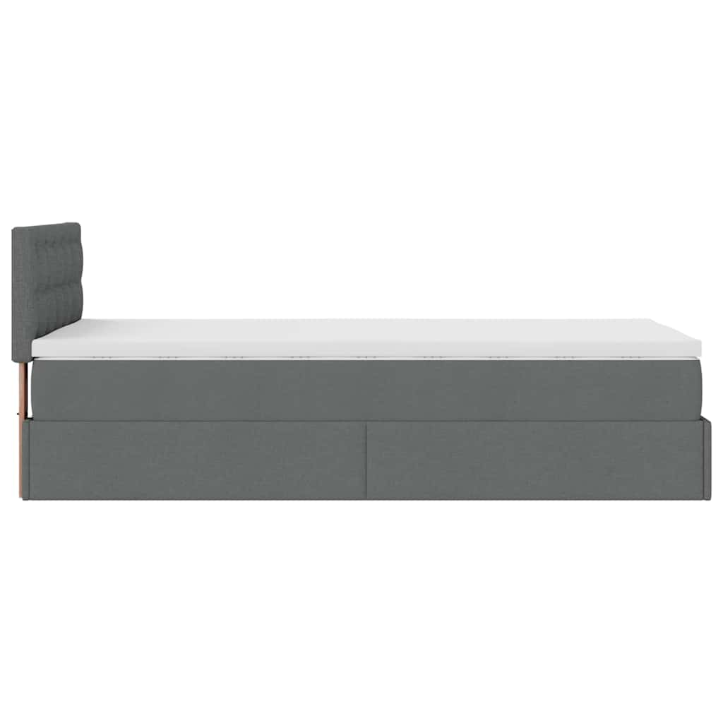 vidaXL Estructura cama otomana colchón tela gris oscuro 90x200cm