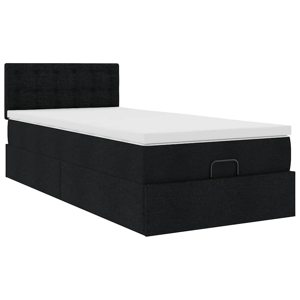 vidaXL Estructura cama otomana colchón tela negro 90x200 cm