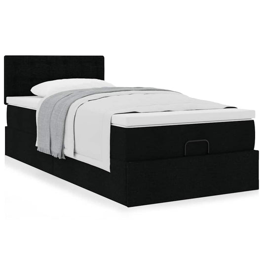 vidaXL Estructura cama otomana colchón tela negro 90x200 cm