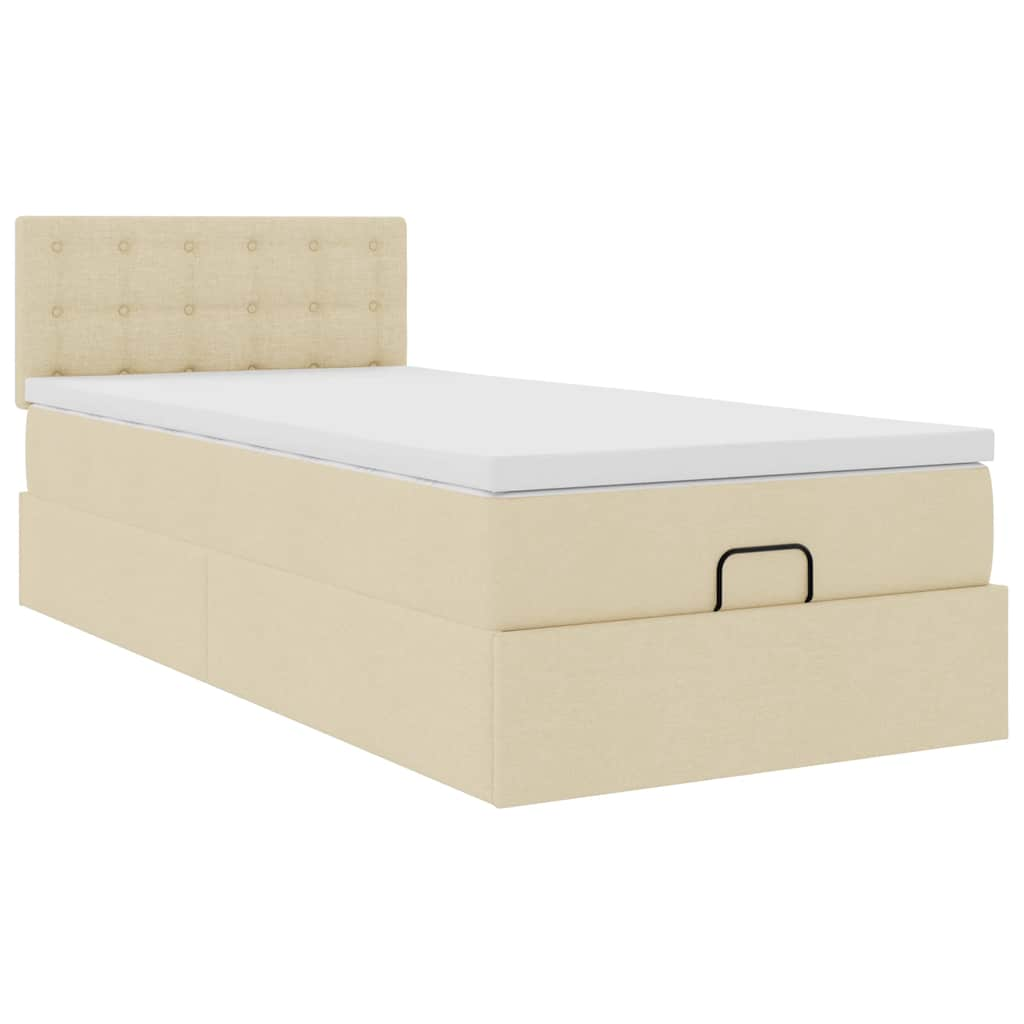 vidaXL Estructura de cama otomana con colchón tela crema 90x200cm