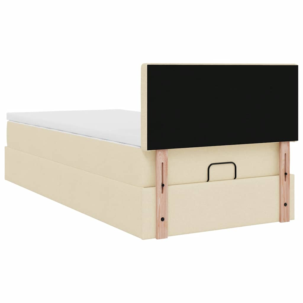 vidaXL Estructura de cama otomana con colchón tela crema 90x200cm