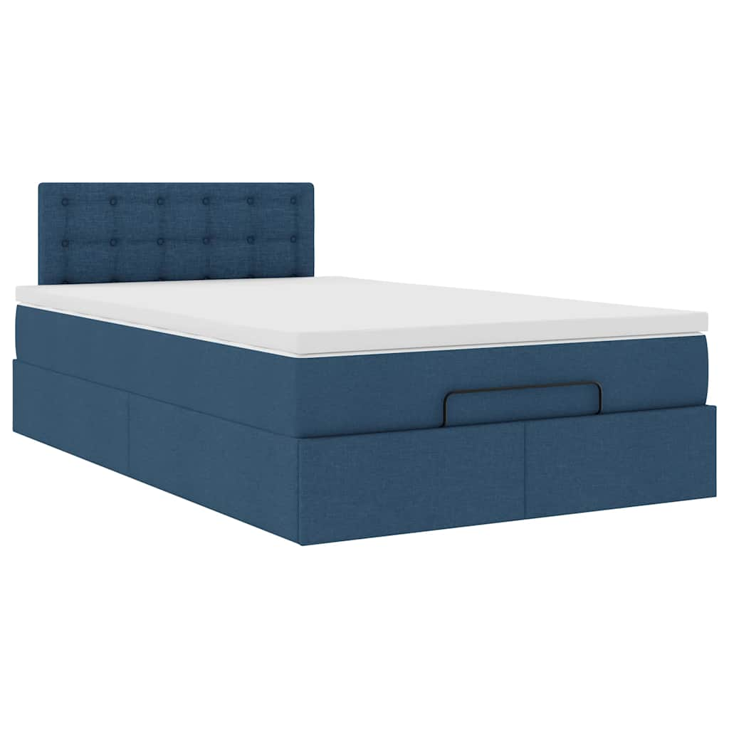 vidaXL Estructura de cama otomana colchón tela azul 120x190 cm