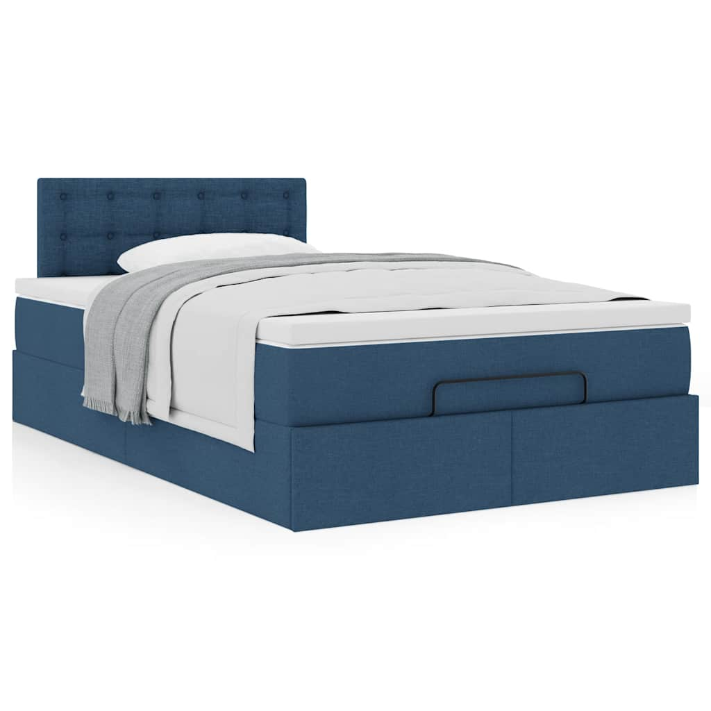 vidaXL Estructura de cama otomana colchón tela azul 120x190 cm