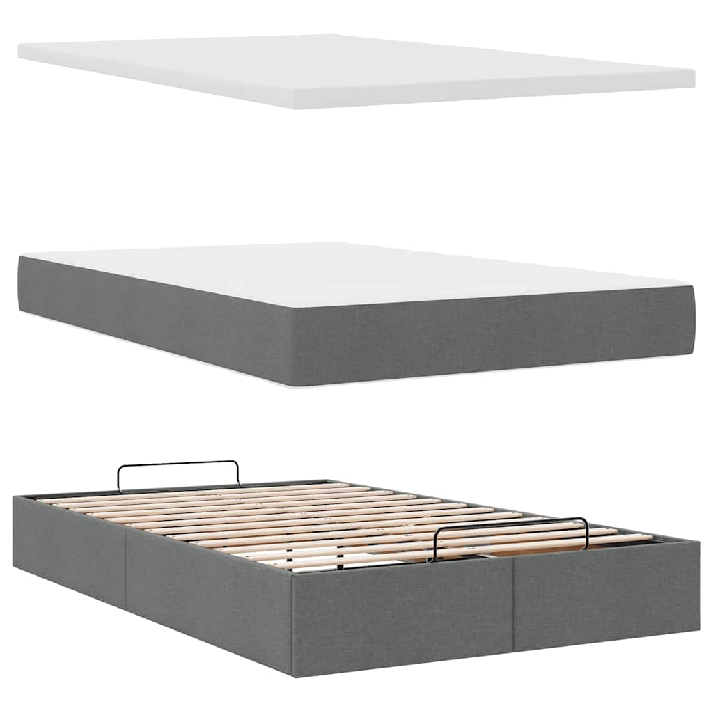 vidaXL Estructura cama otomana colchón tela gris oscuro 120x200cm