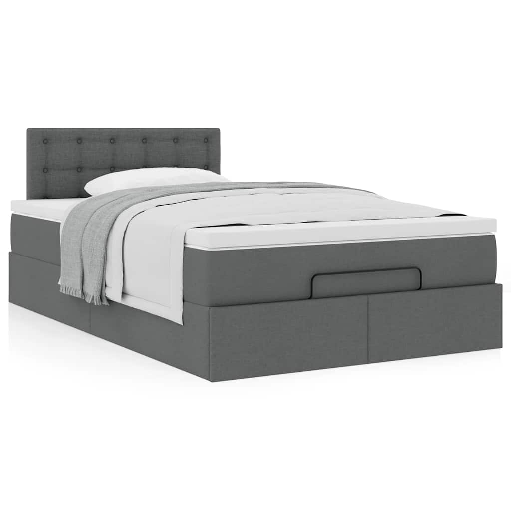 vidaXL Estructura cama otomana colchón tela gris oscuro 120x200cm