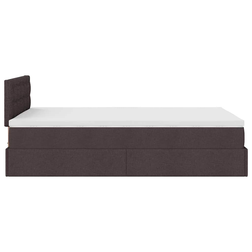 vidaXL Estructura cama otomana colchón tela marrón oscuro 120x200cm