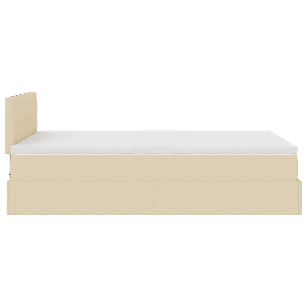 vidaXL Estructura de cama otomana con colchón tela crema 120x200 cm