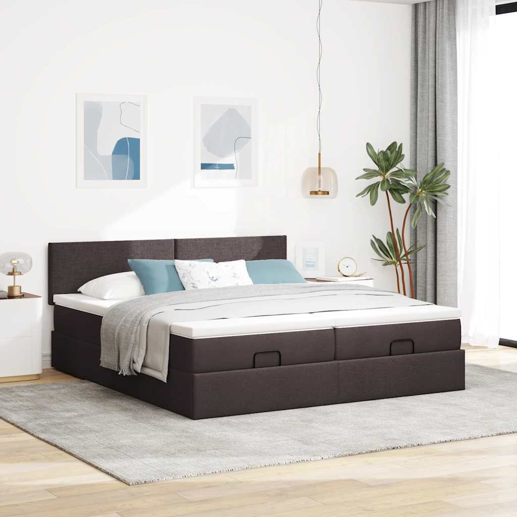 vidaXL Estructura de cama otomana con colchón tela crema 160x200cm