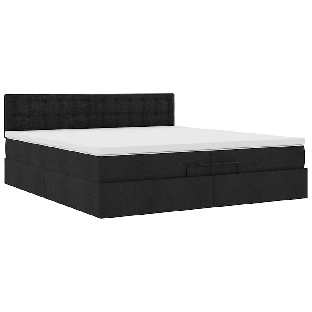 vidaXL Estructura de cama otomana con colchón tela negra 200x200 cm