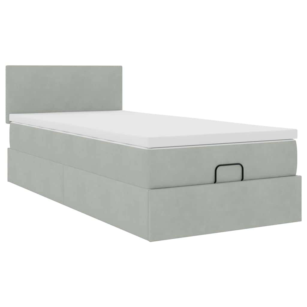 vidaXL Estructura cama otomana colchón terciopelo gris claro 80x200cm