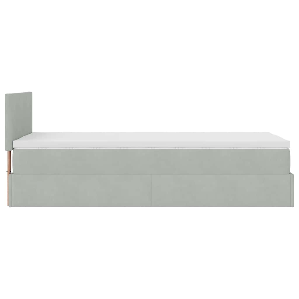 vidaXL Estructura cama otomana colchón terciopelo gris claro 80x200cm