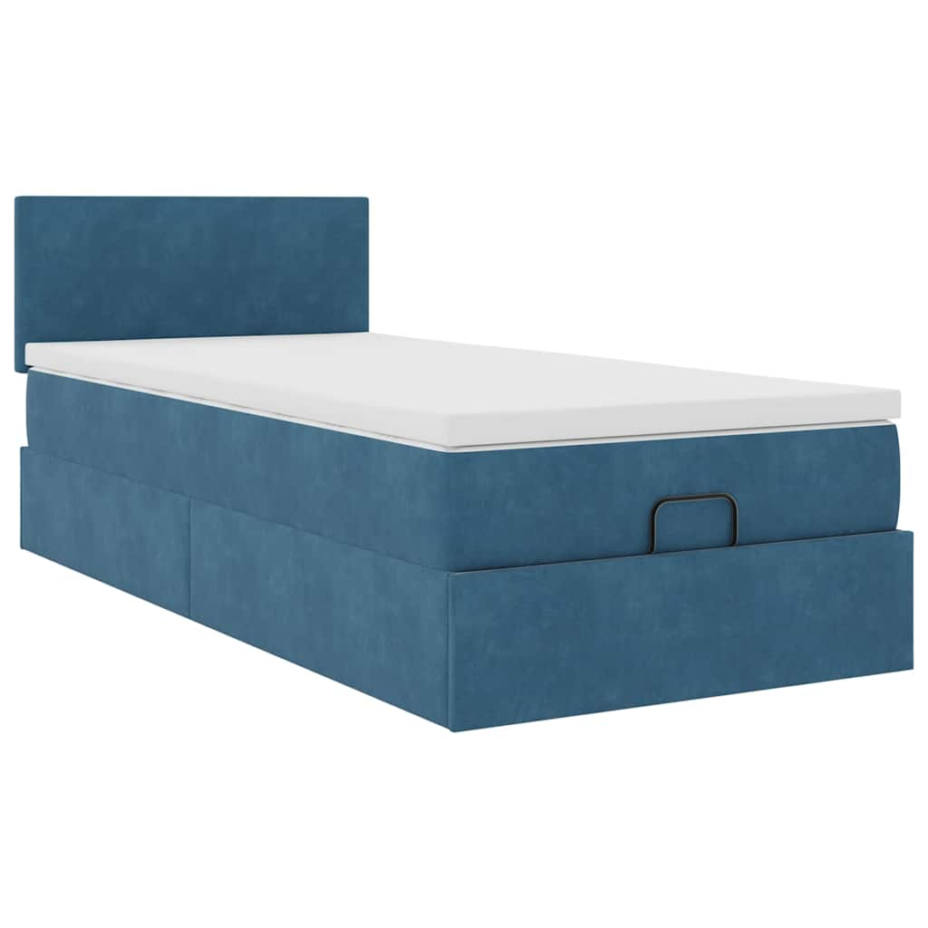 vidaXL Estructura cama otomana colchón terciopelo azul oscuro