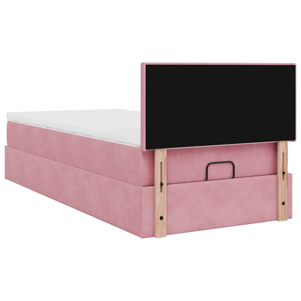 vidaXL Estructura cama otomana colchón terciopelo rosa 80x200cm