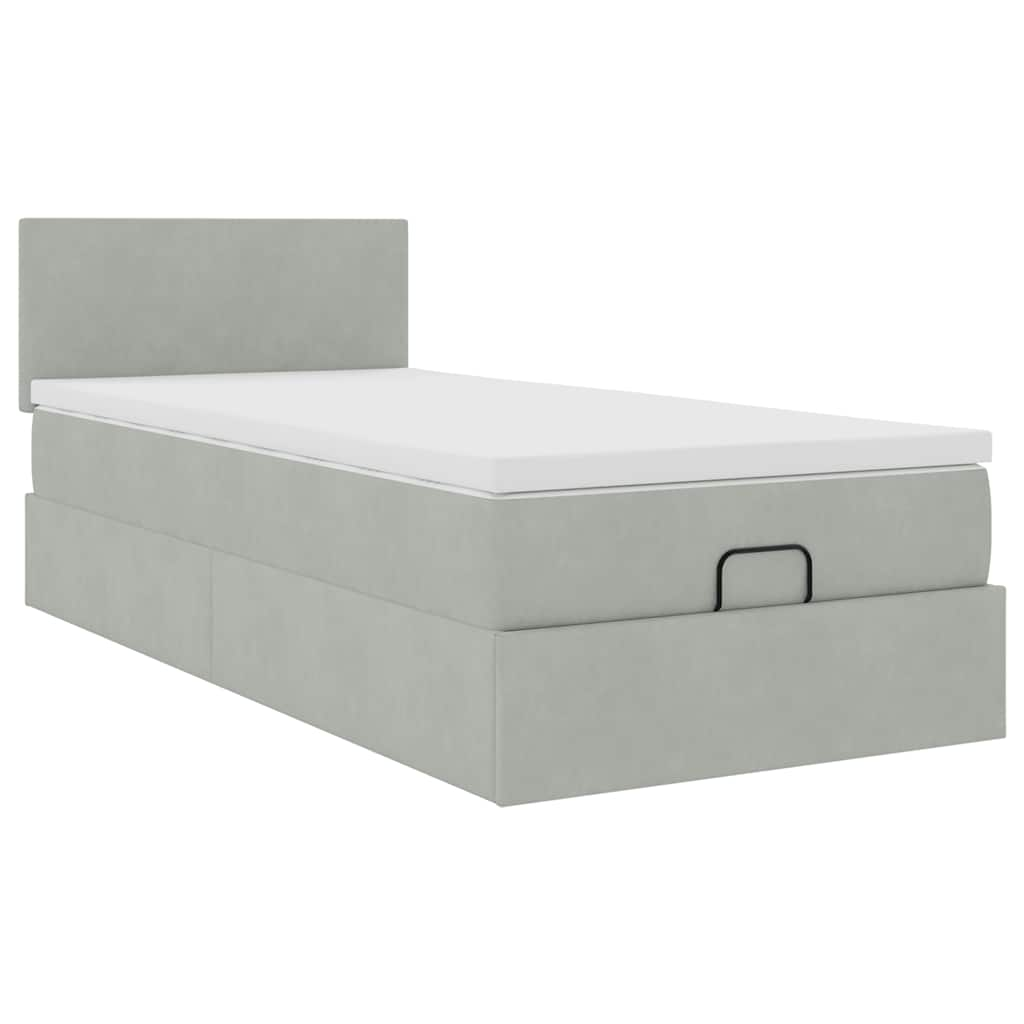 vidaXL Estructura cama otomana colchón terciopelo gris claro 90x190cm