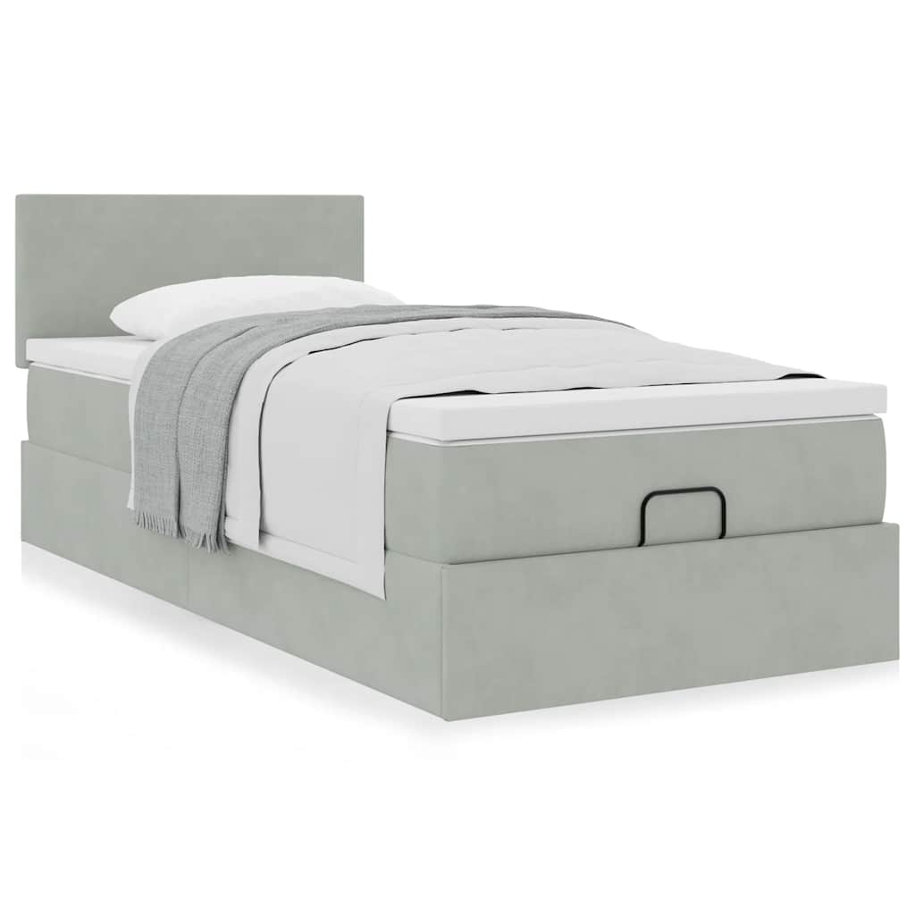 vidaXL Estructura cama otomana colchón terciopelo gris claro 90x190cm