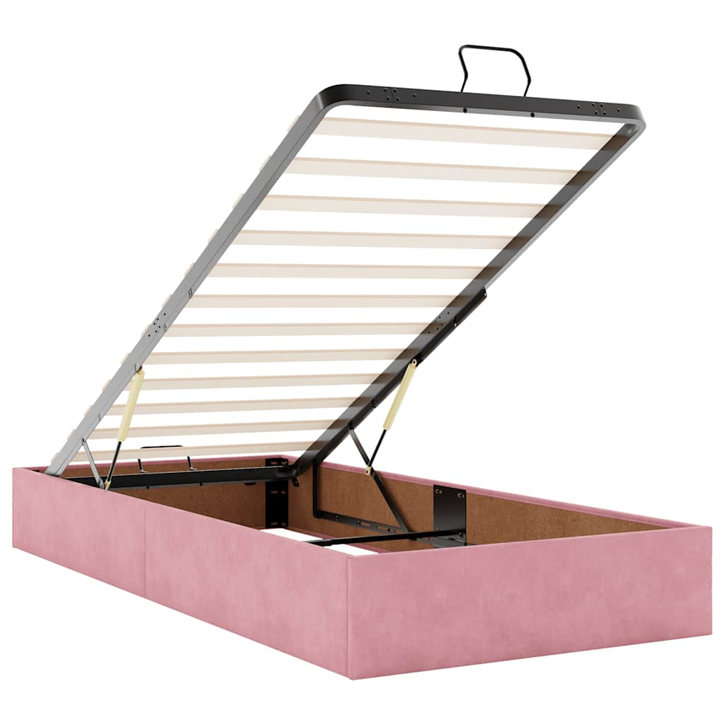 vidaXL Estructura cama otomana con colchón terciopelo rosa 90x190cm