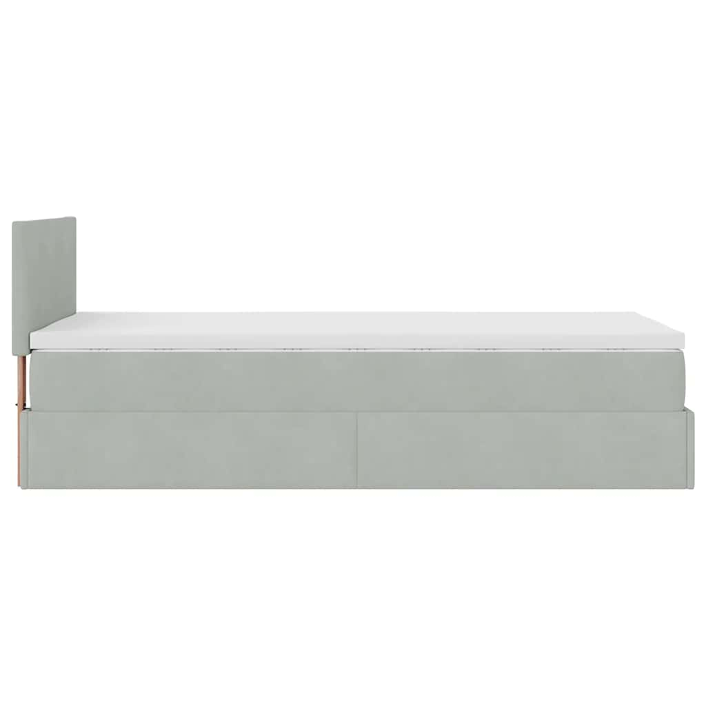 vidaXL Estructura cama otomana colchón terciopelo gris claro 90x200cm