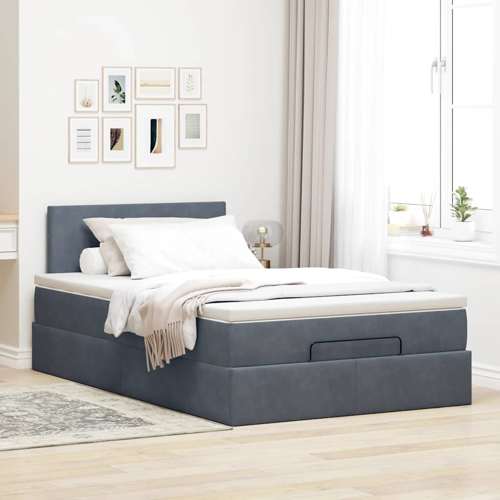 vidaXL Estructura de cama otomana colchón terciopelo gris oscuro