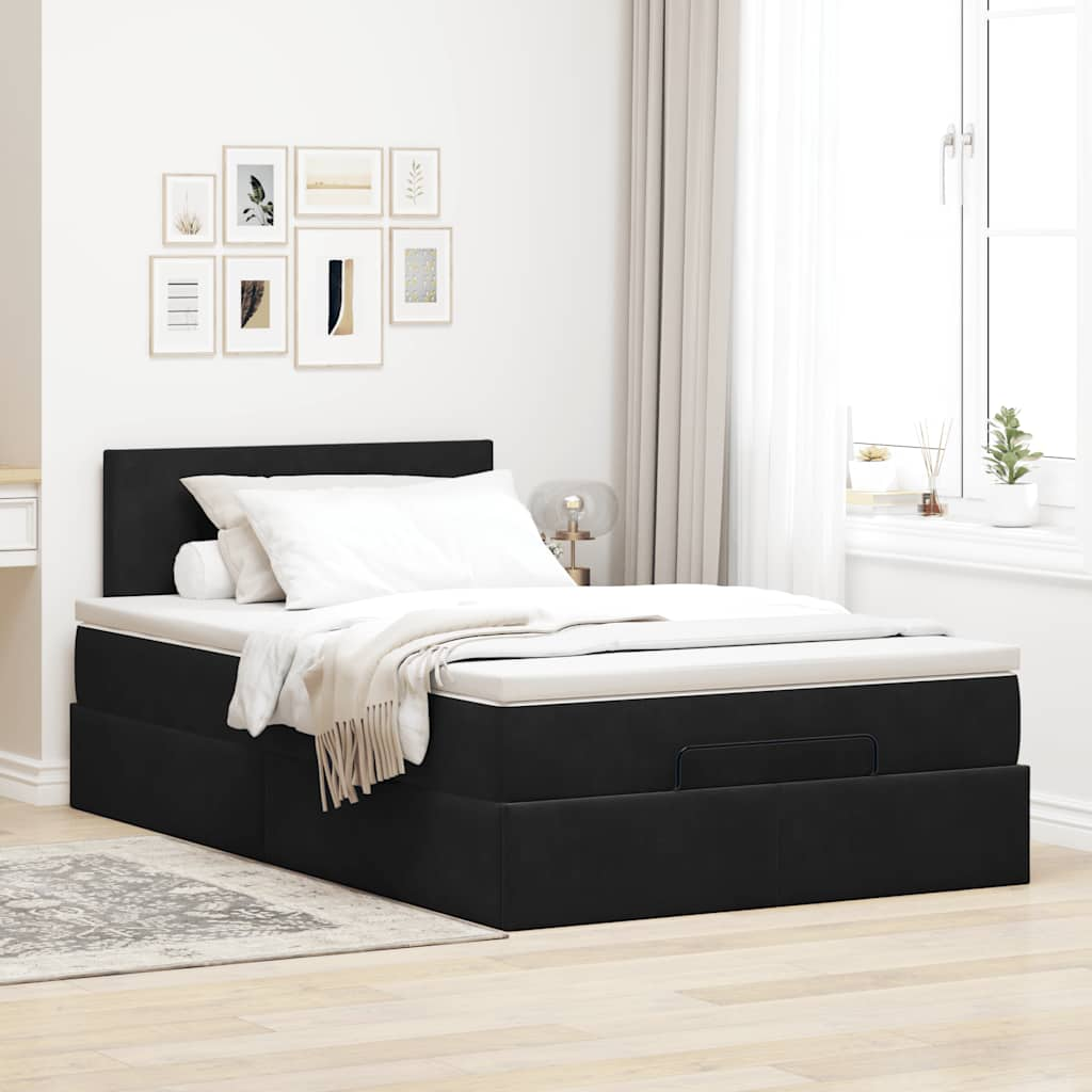 vidaXL Estructura de cama otomana colchón terciopelo negro