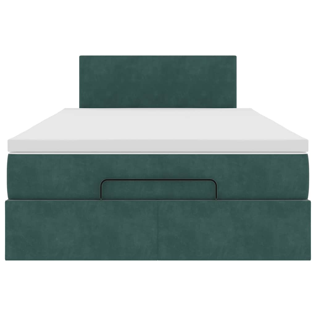 vidaXL Estructura de cama otomana colchón terciopelo verde oscuro