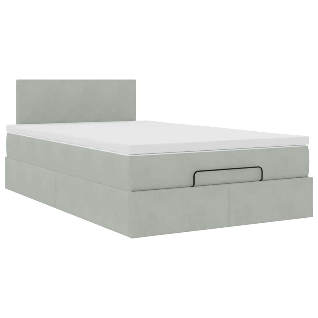 vidaXL Estructura cama otomana colchón terciopelo gris claro 120x200cm