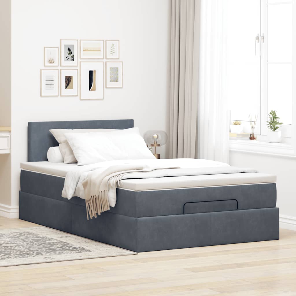 vidaXL Estructura cama otomana colchón terciopelo gris oscuro