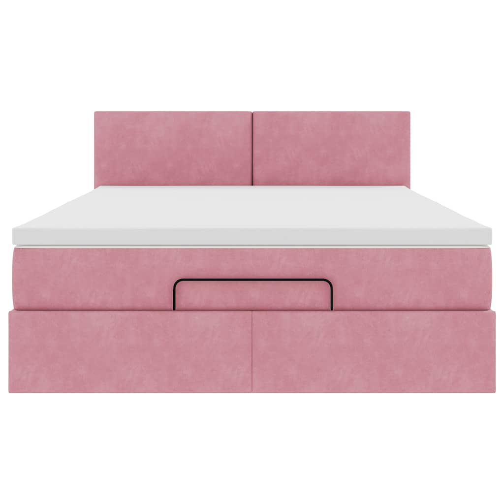 vidaXL Estructura cama otomana colchón terciopelo rosa 140x200cm