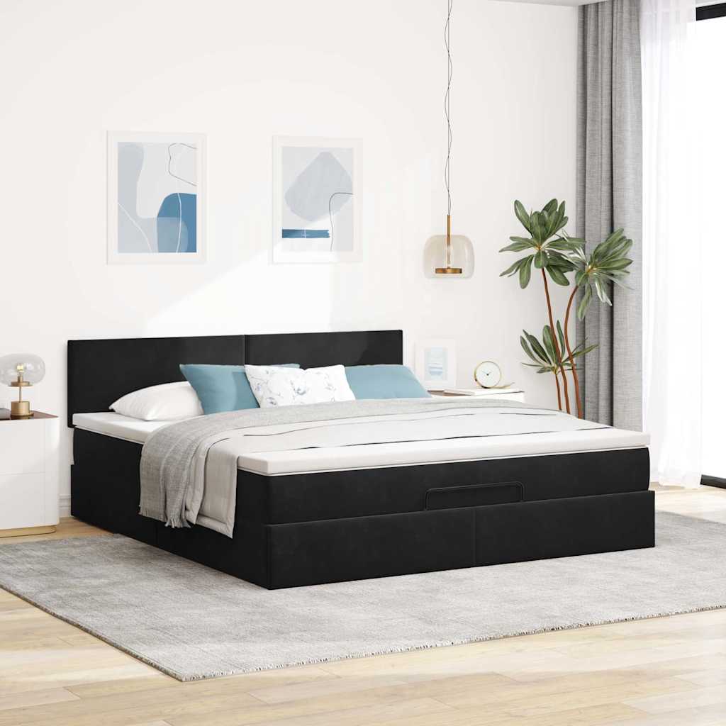 vidaXL Estructura de cama otomana con colchón negro 180x200cm