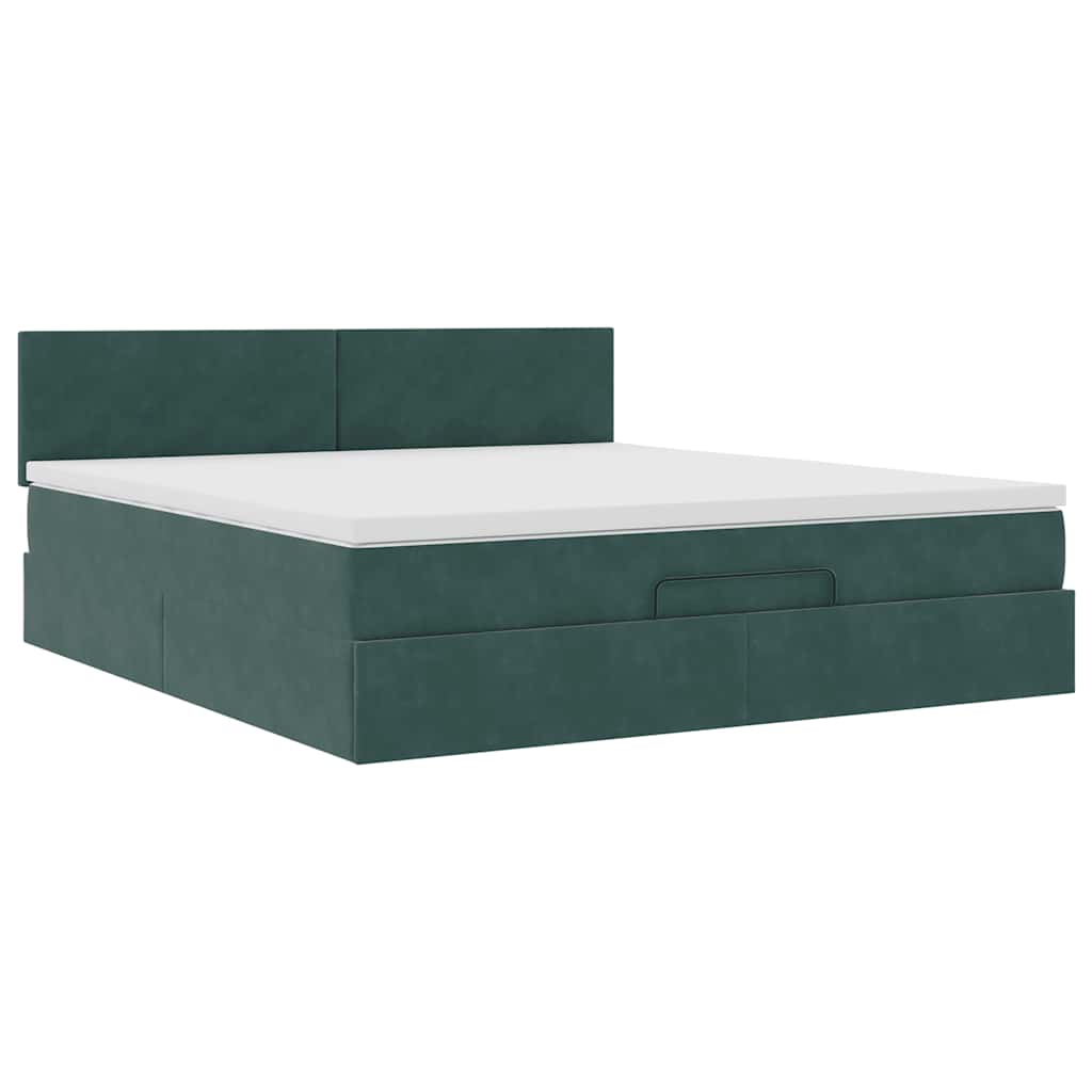 vidaXL Estructura de cama otomana con colchón verde oscuro 180x200 cm