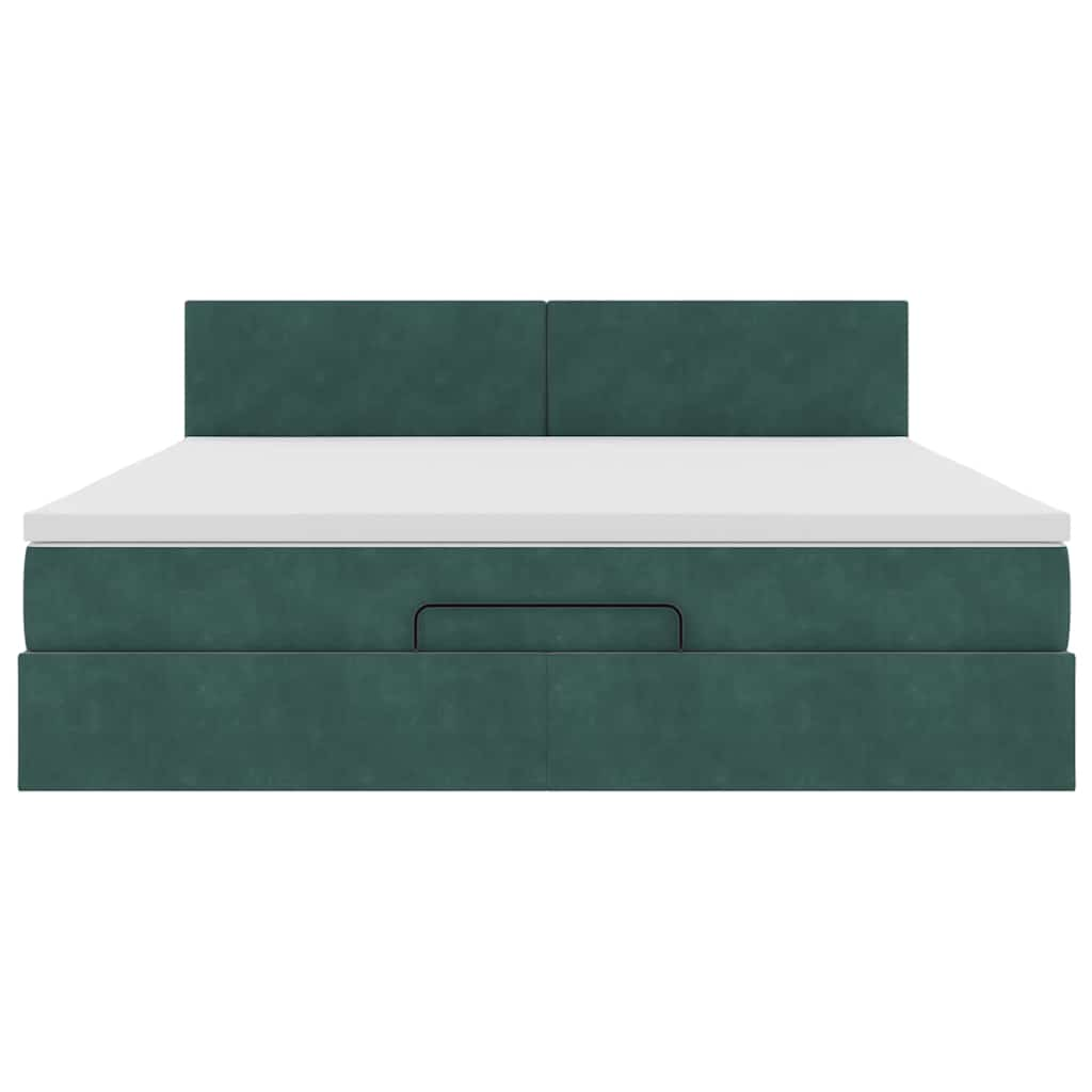 vidaXL Estructura de cama otomana con colchón verde oscuro 180x200 cm