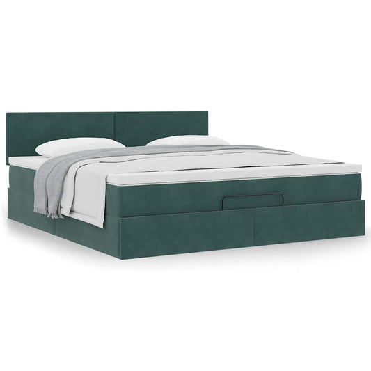 vidaXL Estructura de cama otomana con colchón verde oscuro 180x200 cm