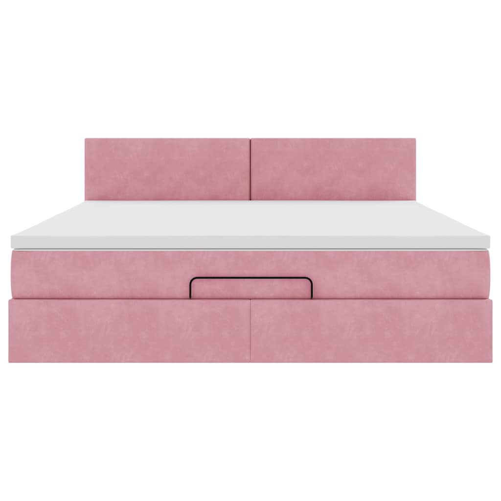 vidaXL Estructura cama otomana con colchón terciopelo rosa 180x200 cm