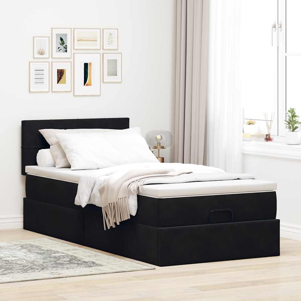 vidaXL Estructura cama otomana colchón terciopelo negra 80x200cm