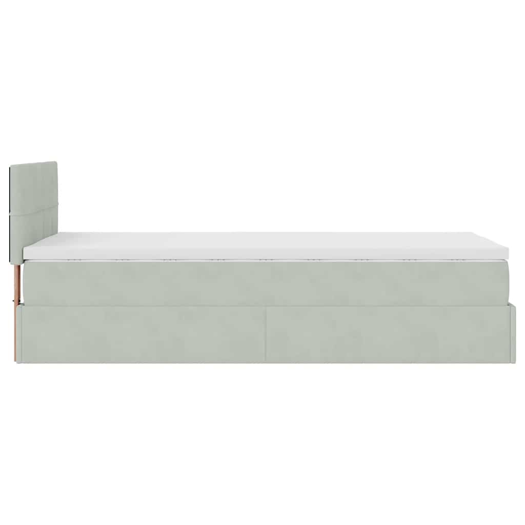 vidaXL Estructura cama otomana colchón terciopelo gris claro 90x190cm