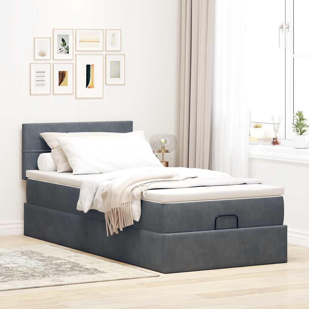 vidaXL Estructura cama otomana colchón terciopelo gris oscuro 90x190cm