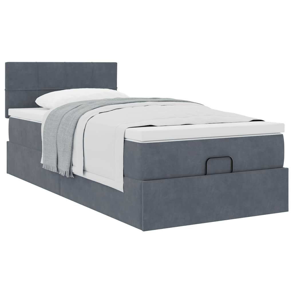 vidaXL Estructura cama otomana colchón terciopelo gris oscuro 90x190cm