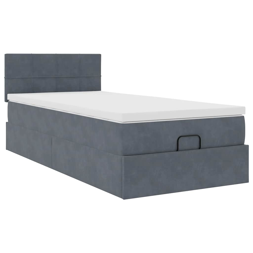 vidaXL Estructura cama otomana colchón terciopelo gris oscuro