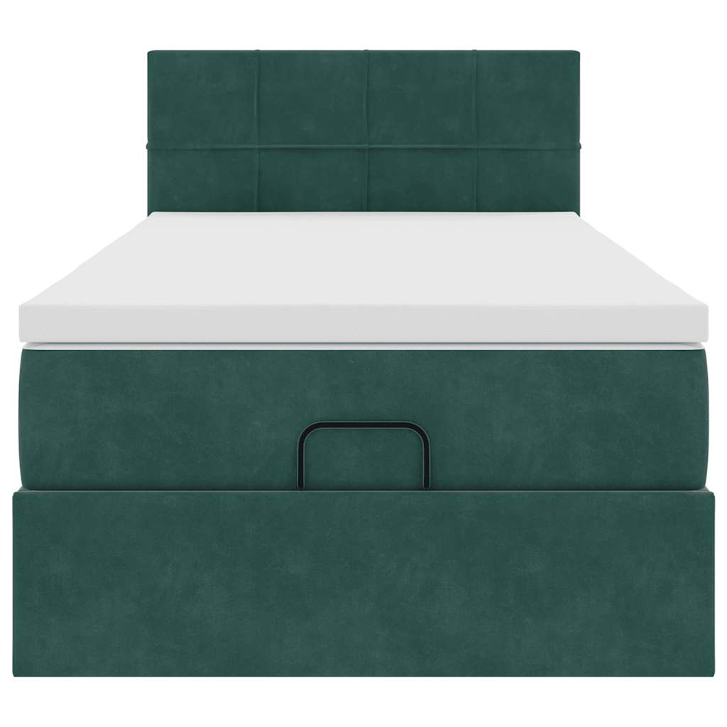 vidaXL Estructura de cama otomana con colchón terciopelo verde oscuro