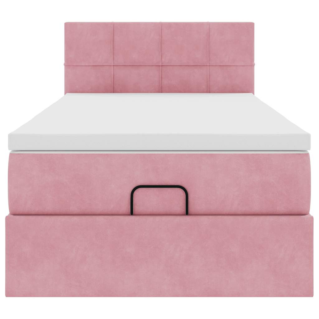 vidaXL Estructura de cama otomana colchón terciopelo rosa 90x200cm