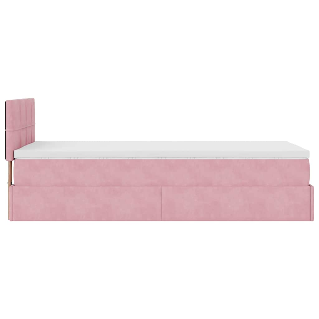 vidaXL Estructura de cama otomana colchón terciopelo rosa 90x200cm