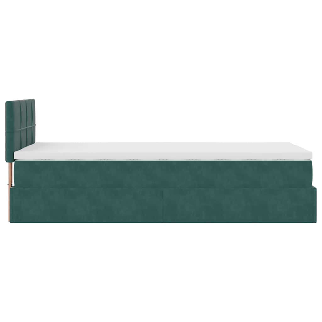 vidaXL Estructura de cama otomana con colchón terciopelo verde oscuro