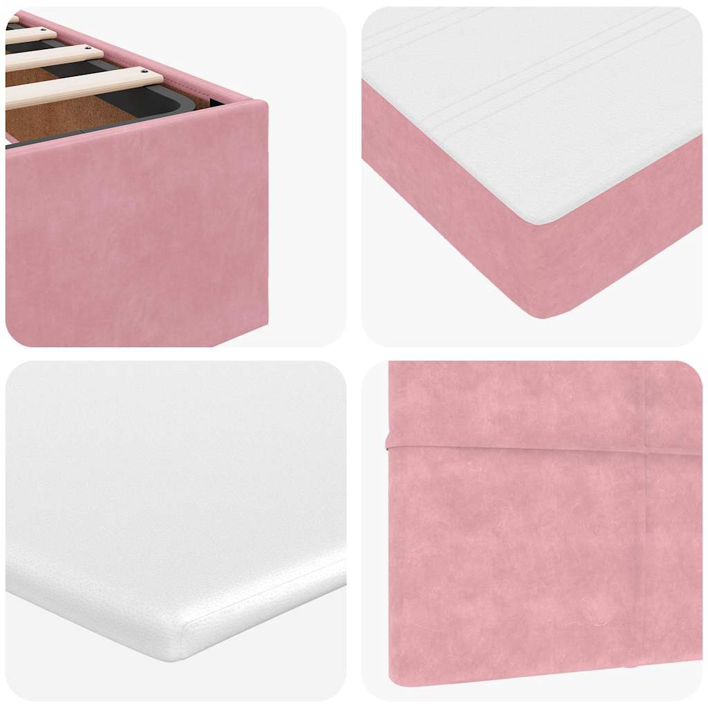 vidaXL Estructura de cama otomana colchón terciopelo rosa 100x200cm