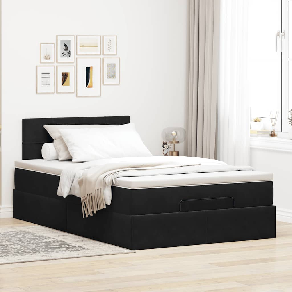 vidaXL Estructura de cama otomana colchón terciopelo negro